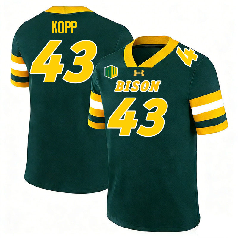 North Dakota State Bison #43 Logan Kopp College Football Jerseys,Uniforms-Green